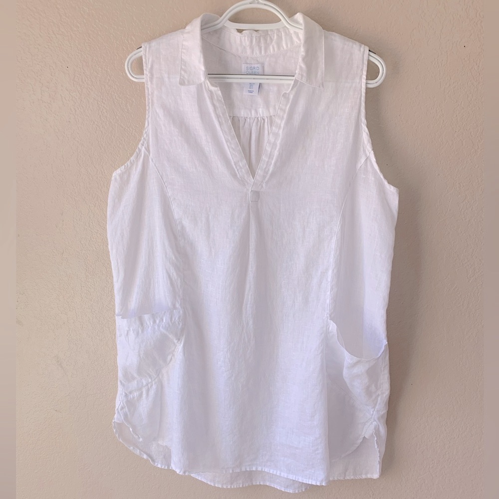 Sigred Olsen 100% Linen Coastal Beach Tunic Blouse Size L - Picture 2 of 8